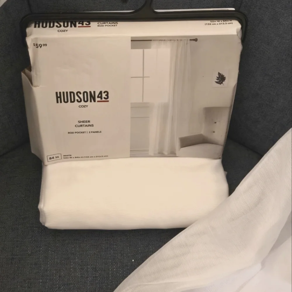 Hudson 43 Cozy White Sheer Curtains 2 Panels 52x84 - Picture 2 of 4